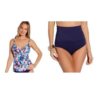NWT LEILANI tankini 12 bikini swimsuit padded cups tummy thinner 2PC set